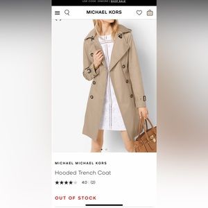 Michaels Kors Camel Trench Coat with Liner